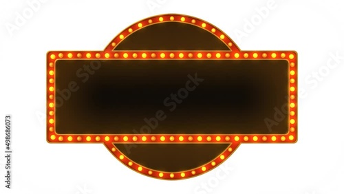 Red marquee light board sign retro on white background. 3d rendering