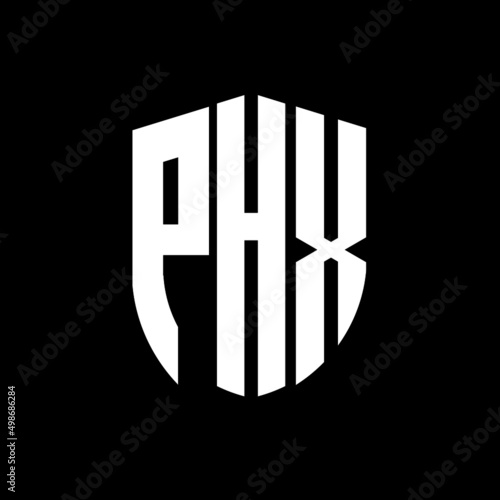 PHX letter logo design. PHX modern letter logo with black background. PHX creative  letter logo. simple and modern letter logo. vector logo modern alphabet font overlap style. Initial letters PHX   photo