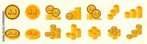 Lebanese Pound Coin Icon Set