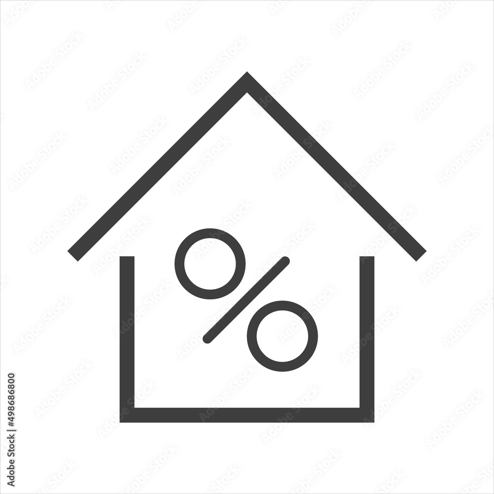 single mortgage rate icon, simple house in the shape of a commercial financial business, flat design concept vector. on a white background single mortgage rate icon, simple house in the shape of a commercial financial business, flat design concept vector. on a white background