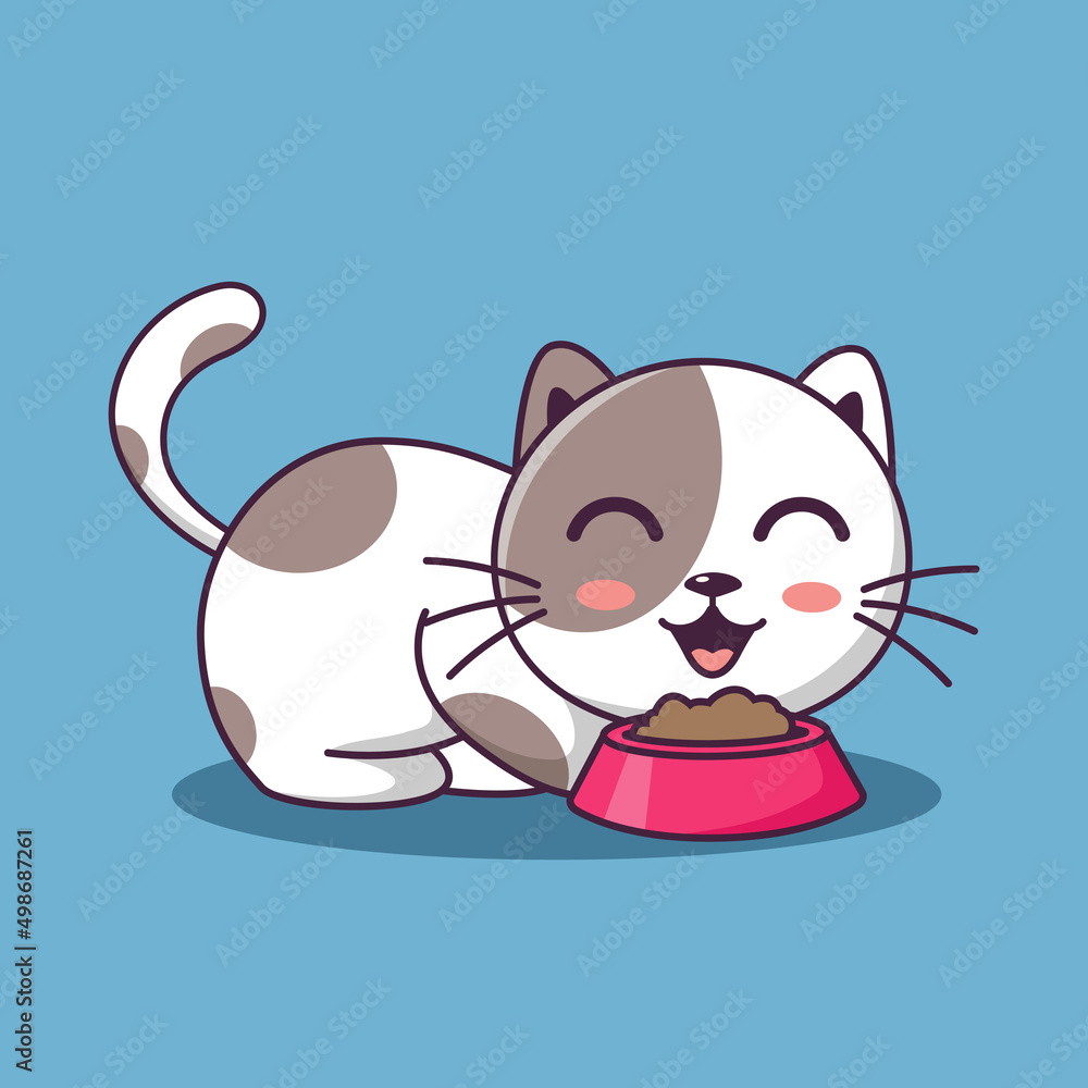 Cute cat clipart, Cute cat cartoon eating, Animals Pets, Cat kitten