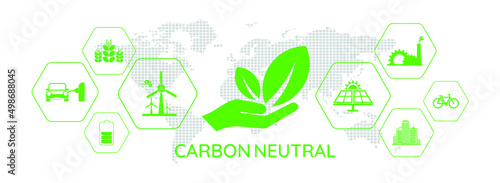 reducing CO2 emissions to stop climate change. green energy background	
