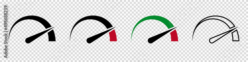 Speedometer Icon Set - Different Vector Illustrations Isolated On Transparent Background