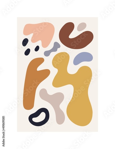Creative wall art with modern abstract shapes. Contemporary interior poster w...