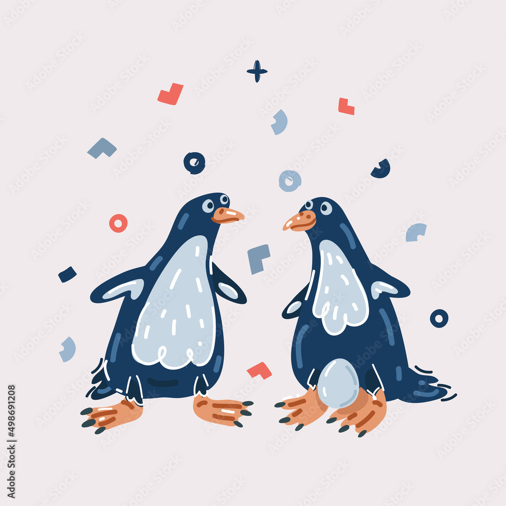 Obraz premium Vector illustration of Pinguins with egg