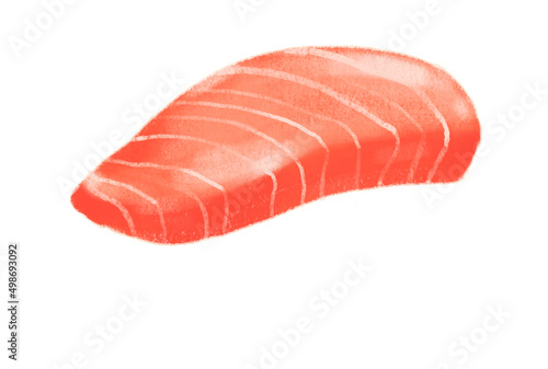 Japanese food raw fish tuna toro sashimi hand drawing illustration painting