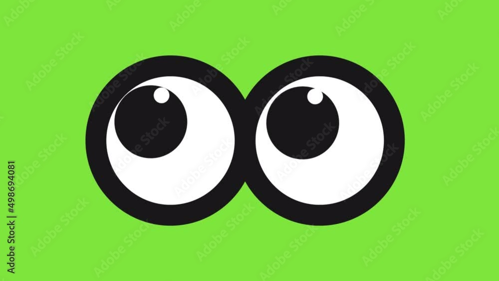 Cartoon styled eyes, looking in various directions on a green screen Cartoon styled eyes, looking in various directions on a green screen