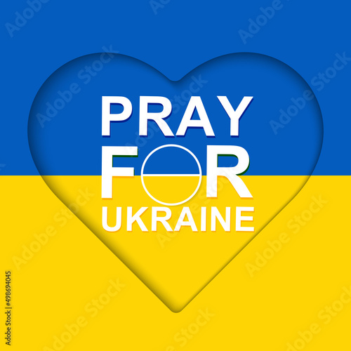 Pray for Ukraine Banner text with Ukraine flag. International protest, Stop the war against Ukraine. Vector illustration