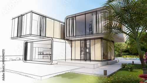 Drawing house contener