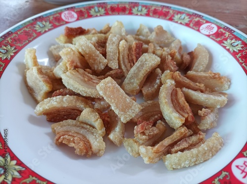 Fried pork rince or Pork snack. photo