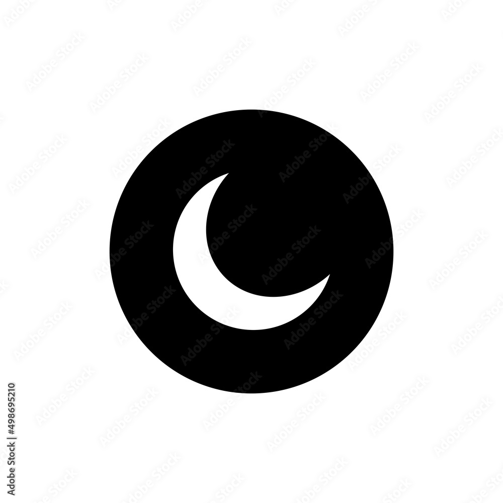 Crescent icon in black round Crescent icon in black round
