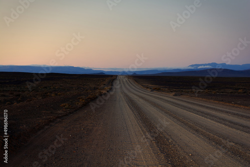 Sunrise dirt road in Tankwa Karoo National Park