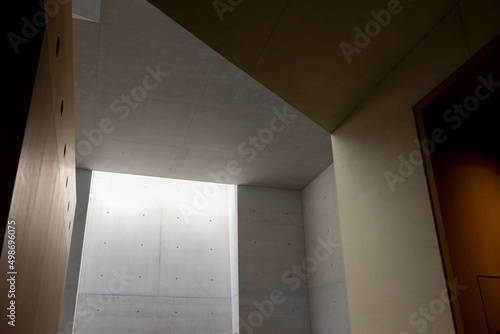 Modern cement wall with light in minimalist style