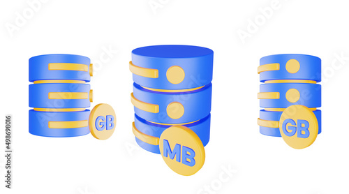 3d render database server icon with megabyte icon isolated photo