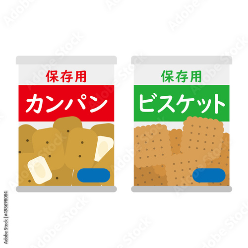 保存食の乾パンとビスケットのイラスト