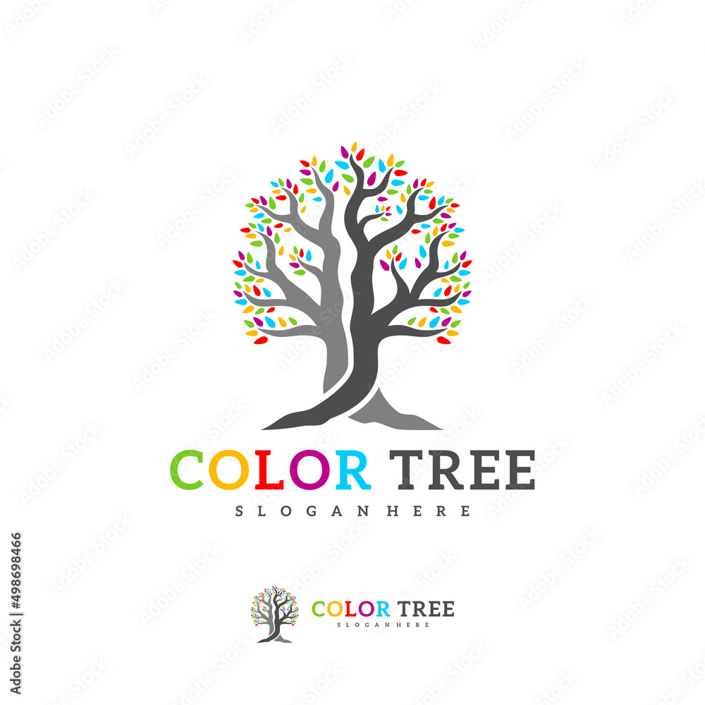 Obraz premium Colorful Tree logo vector template, Creative Tree logo design concepts