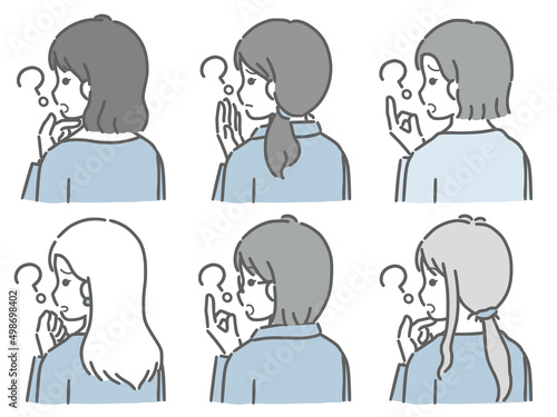疑問に思う斜め後ろ向き上半身セット（私服）