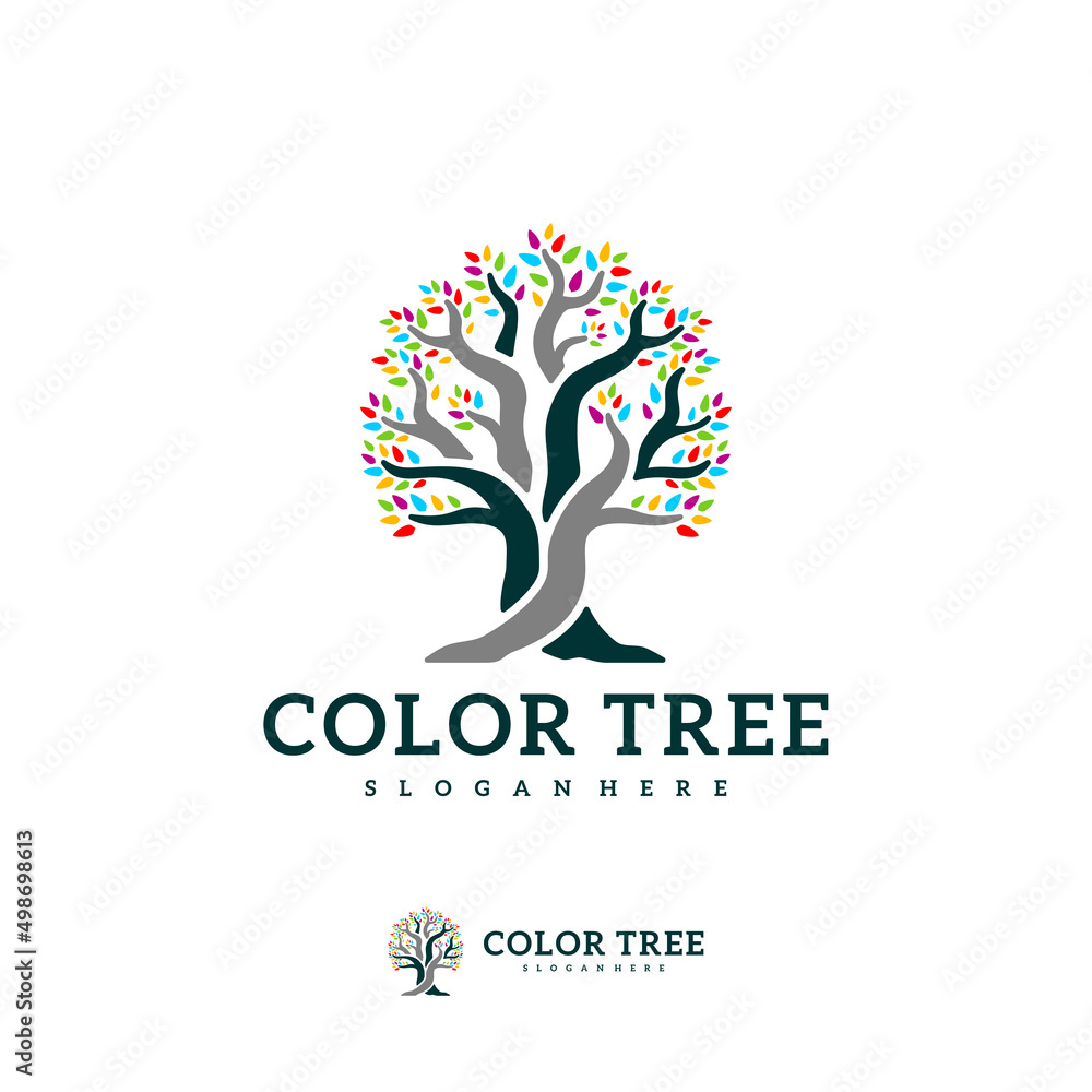 Obraz premium Colorful Tree logo vector template, Creative Tree logo design concepts