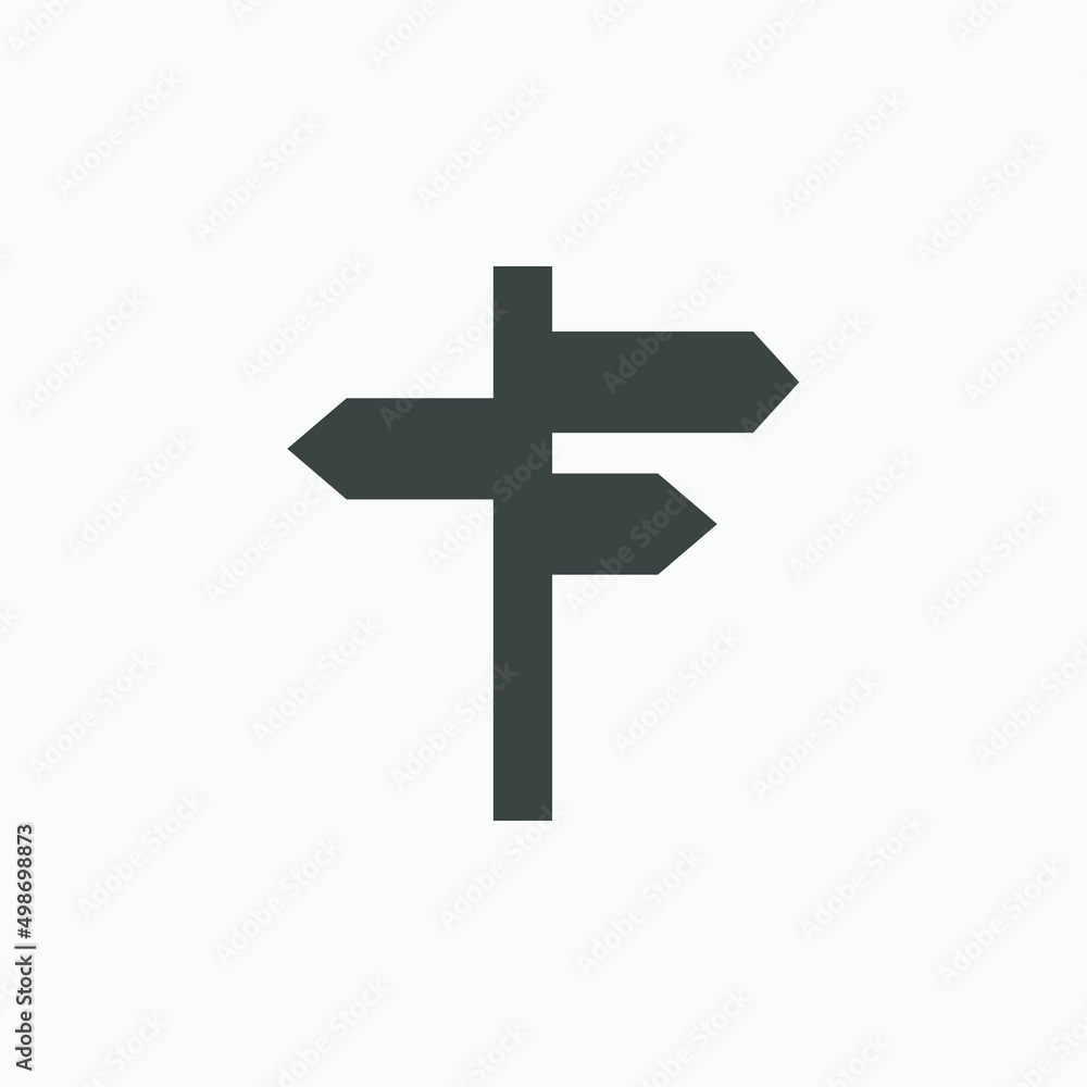 road direction, arrow, three way icon vector symbol isolated road direction, arrow, three way icon vector symbol isolated