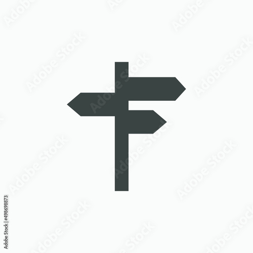 road direction, arrow, three way icon vector symbol isolated