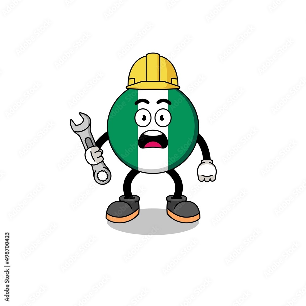 Character Illustration of nigeria flag with 404 error