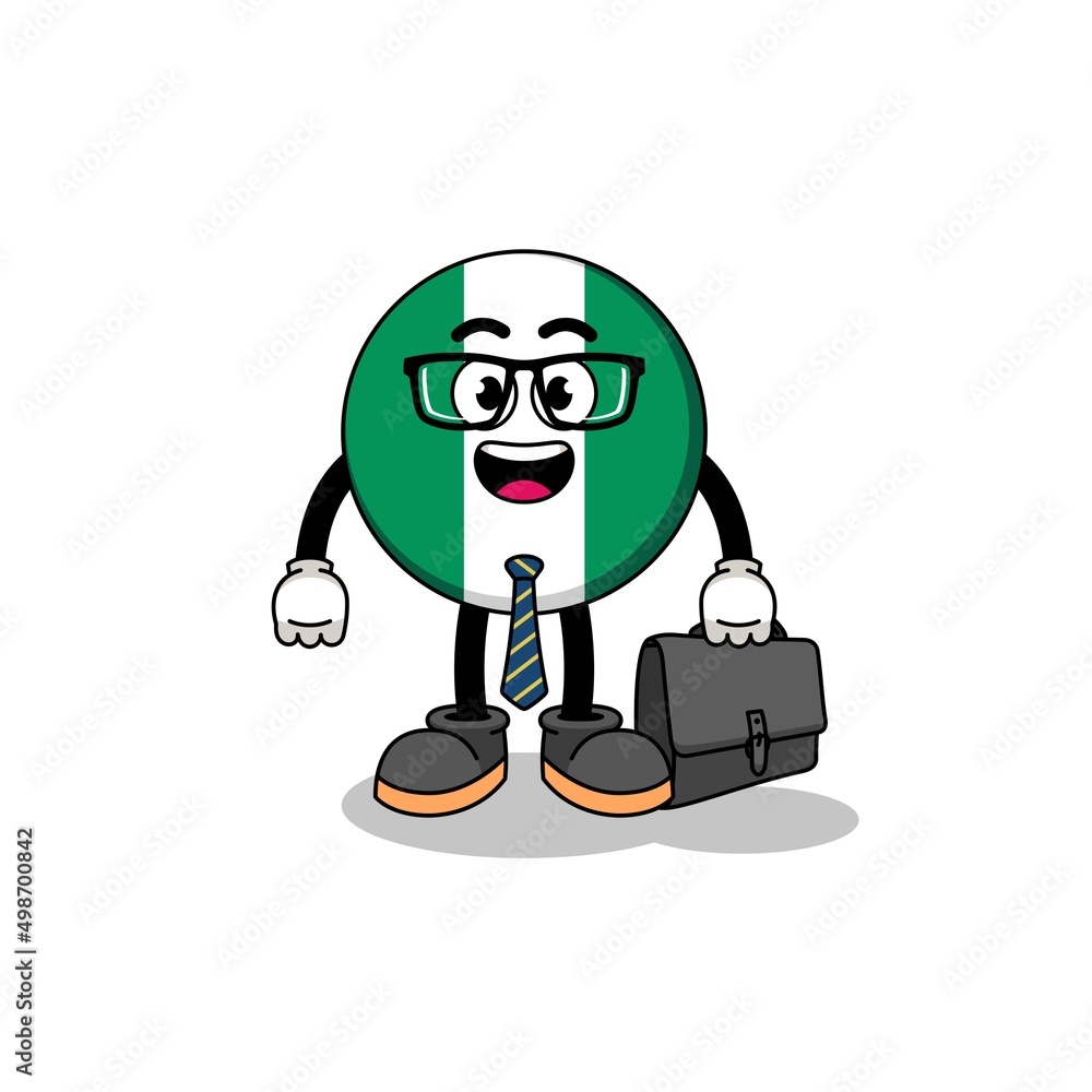 nigeria flag mascot as a businessman nigeria flag mascot as a businessman