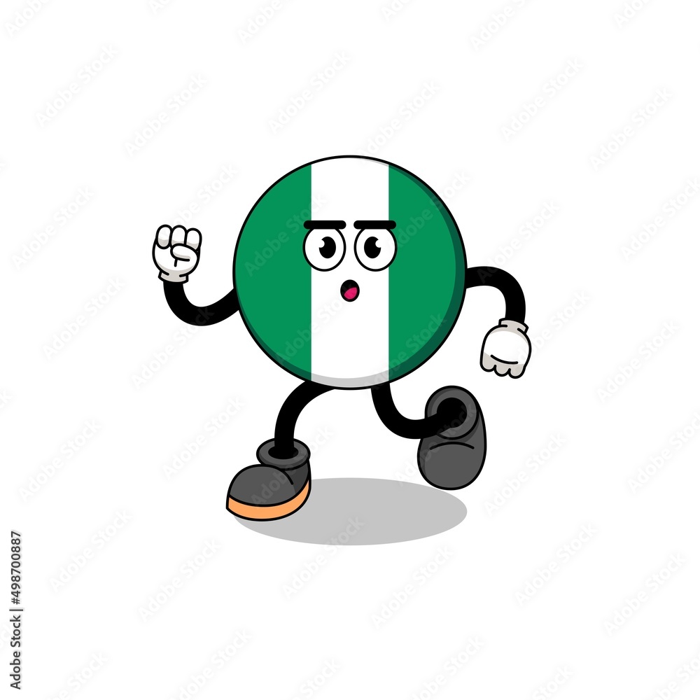 running nigeria flag mascot illustration running nigeria flag mascot illustration