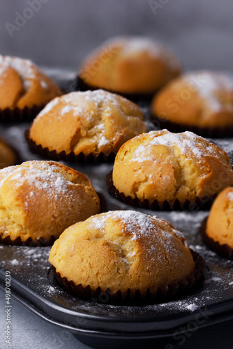 Wallpaper Mural Delicious fresh homemade muffins in a baking tray. Torontodigital.ca