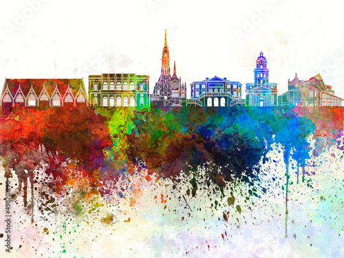 Gothenburg skyline in watercolor