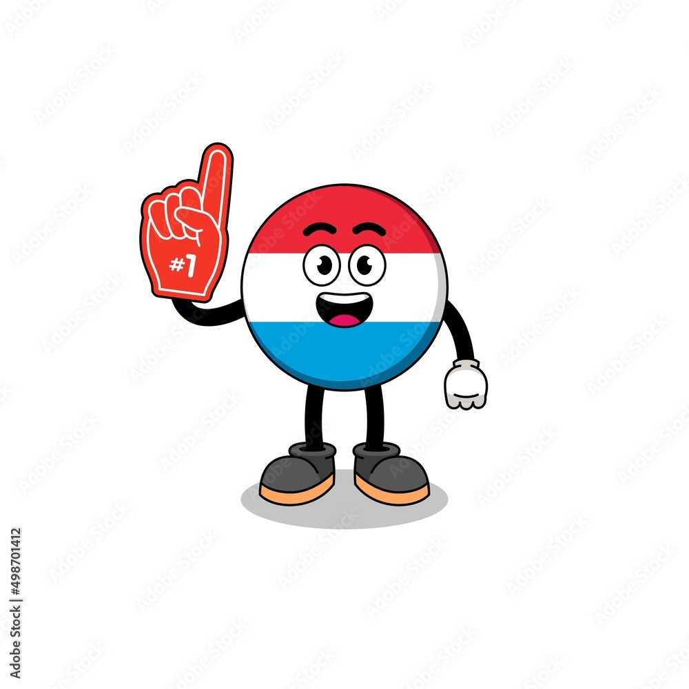 Fototapeta premium Cartoon mascot of luxembourg number 1 fans