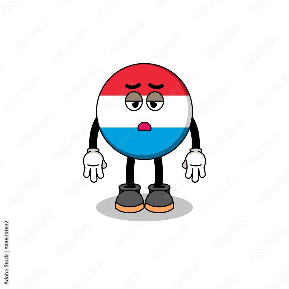 Fototapeta premium luxembourg cartoon with fatigue gesture