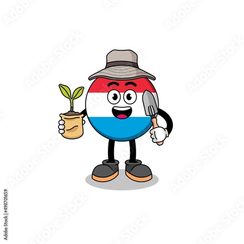 Illustration of luxembourg cartoon holding a plant seed
