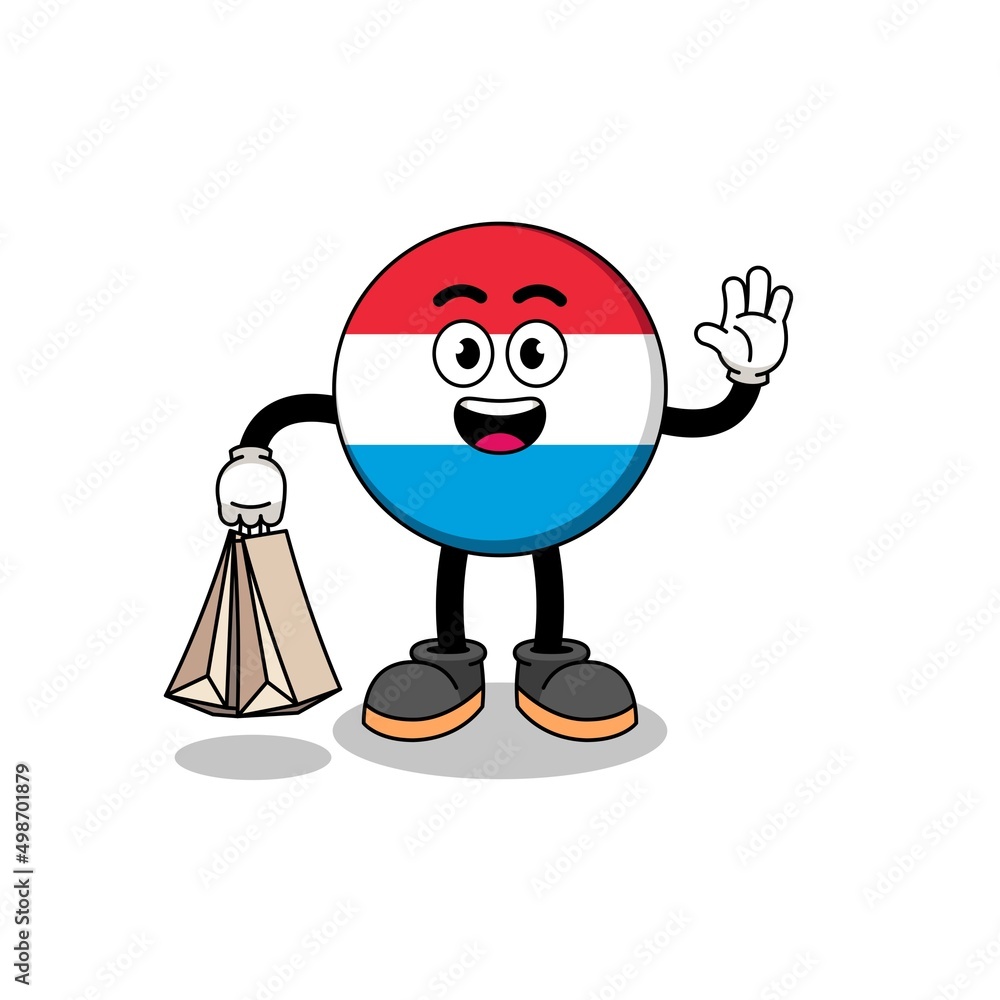 Cartoon of luxembourg shopping