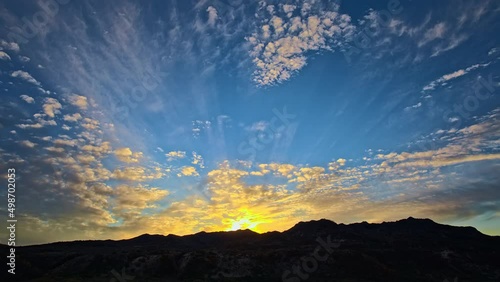 Beautiful sky sunset clouds nature landscape. 4K time lapse footage.