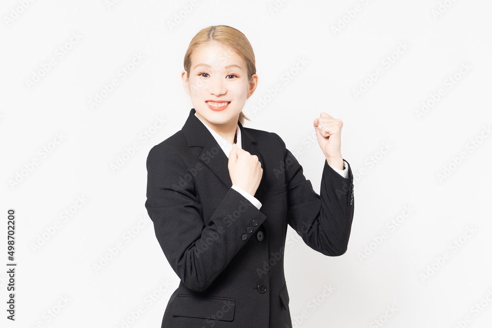 パンチのポーズをするジュケットを着た女性 Stock Photo Adobe Stock パンチのポーズをするジュケットを着た女性 Stock Photo Adobe Stock
