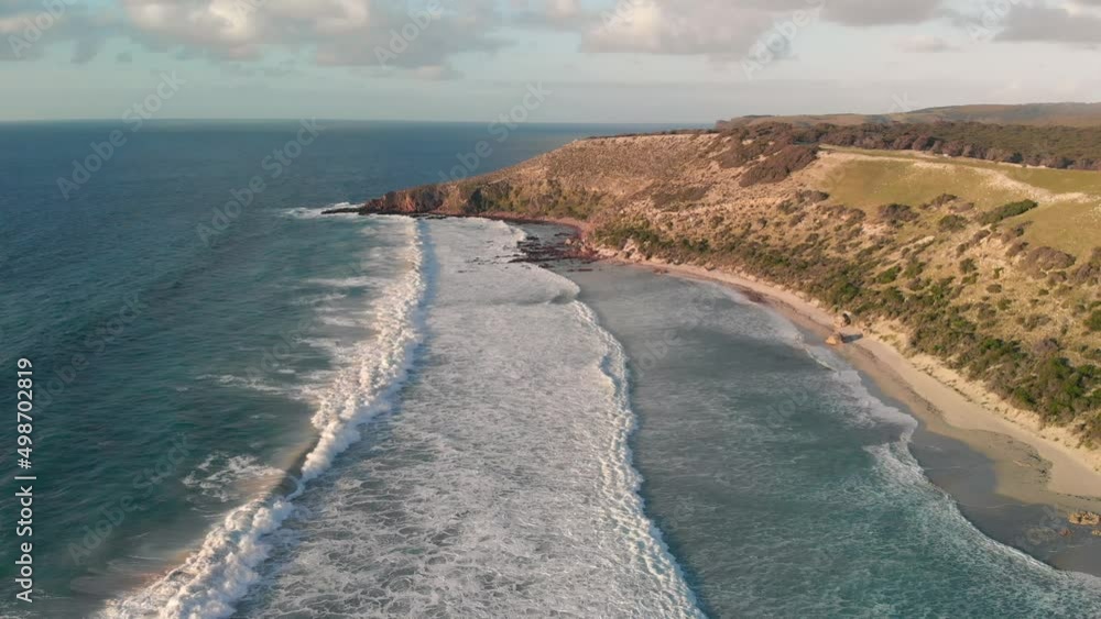 Kangaroo Island, Australia. Shelly Beach at sunset from drone Kangaroo Island, Australia. Shelly Beach at sunset from drone
