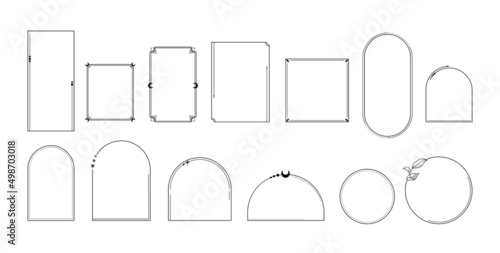 Celestial magic frames isolated clip art bundle, Mystical circle and square frames for logo, text, greeting cards, vector elements