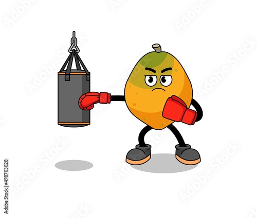 Illustration of papaya fruit boxer