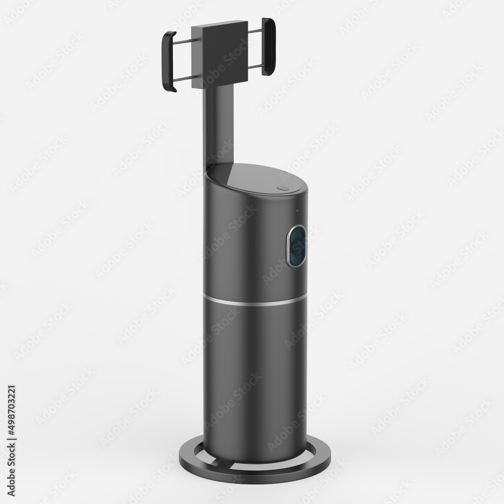 Auto-Face Detection Motion Sensor Ai-Composition Camera Ai Tripod 360 Tracking Rotation Cam Phone Holder. 3d illustration