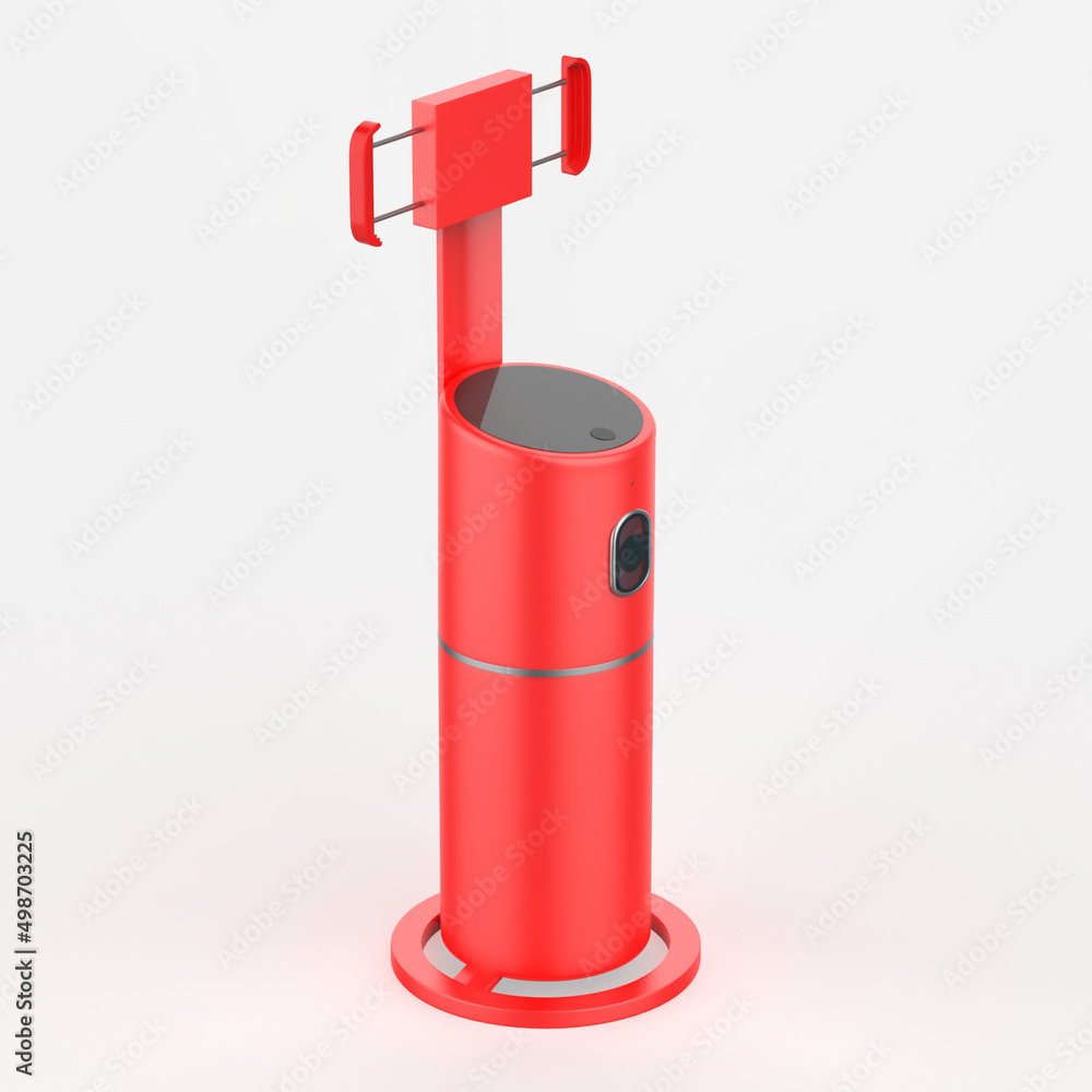 Obraz premium Auto-Face Detection Motion Sensor Ai-Composition Camera Ai Tripod 360 Tracking Rotation Cam Phone Holder. 3d illustration