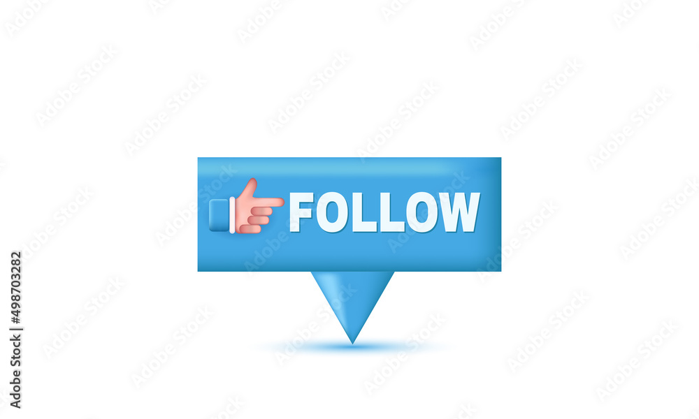 3d blue button follow social media websitesl isolated on