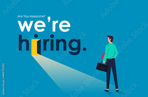 We're hiring concept. Minimal business recruiting announcement with the text.