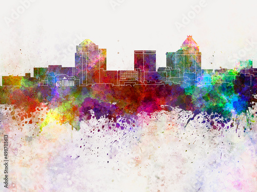 Greensboro skyline in watercolor background © Paulrommer