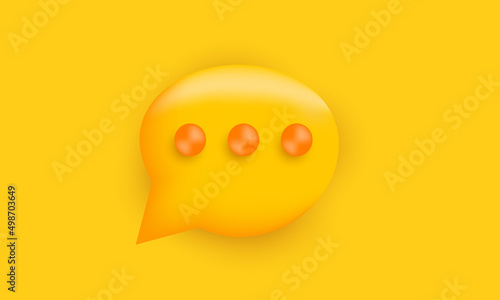 3d yellow glossy speech bubble illustration social on yellow background