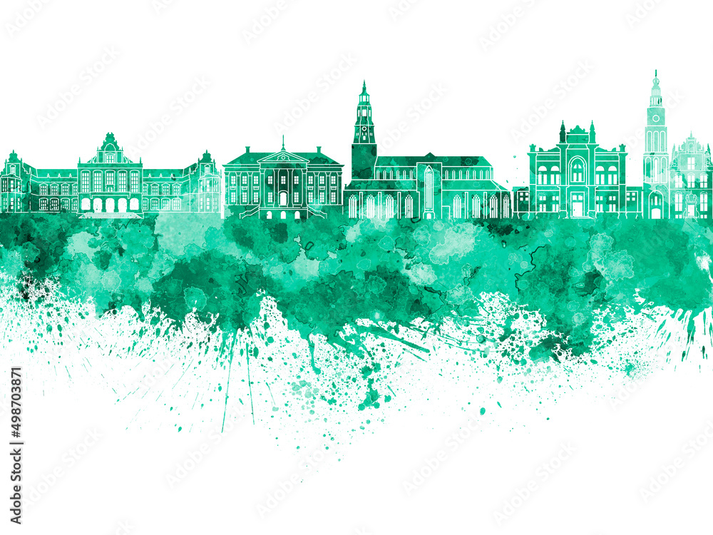 Groningen skyline in watercolor background
