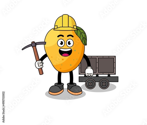 Mascot Illustration of mango fruit miner