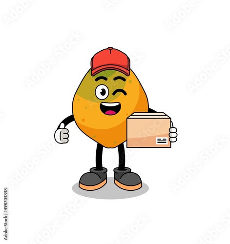 papaya fruit mascot cartoon as an courier