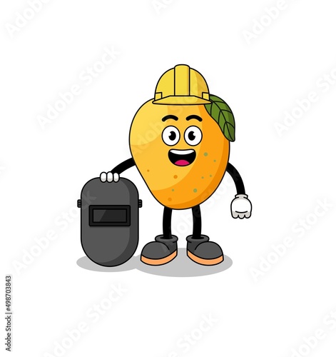 Mascot of mango fruit as a welder