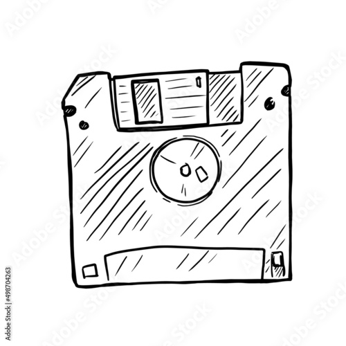 Floppy disk sketch vector illustration isolated on white background