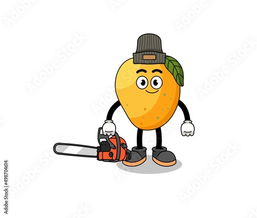 mango fruit illustration cartoon as a lumberjack